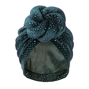 Nouveaux turbans <span class=keywords><strong>pour</strong></span> femmes en sequins 3D à nœuds torsadés, foulards vintage élastiques <span class=keywords><strong>pour</strong></span> la tête, bonnets pré-noués, bonnets de Ramadan, bonnets de chimiothérapie - Product Image 3