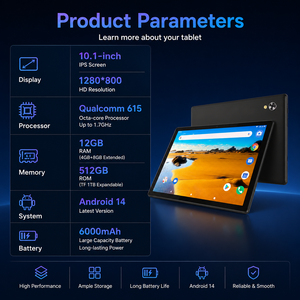 Tableta Android de 10.1 Pulgadas con Bandas de Frecuencia Globales 12+512GB con WIFI 2SIM Teclado Completo Ratón Lápiz Óptico Llamada 4G Tablet PC Android - Product Image 4