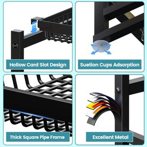 2 Tiers Dish Drying Rack Drainer Over Sink Carbon Steel Storage Shelf Kitchen Organizer 64 74 84 90cm Black Color - Product Image 4