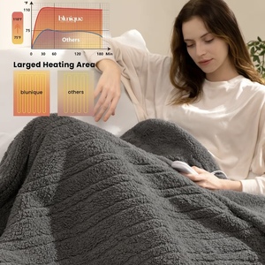 Manta Eléctrica de Lana de Cordero, Reversible, Tejido Suave, 6 Niveles de Calor, Calentamiento Rápido para <span class=keywords><strong>Cama</strong></span>, Sofá, Oficina (Gris) - Product Image 4