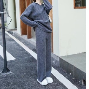 Maglione invernale lavorato a maglia e pantaloni Set due pezzi, <span class=keywords><strong>abbigliamento</strong></span> <span class=keywords><strong>sportivo</strong></span> da donna <span class=keywords><strong>elegante</strong></span>, Casual, ampio, snellente e Versatile - Product Image 1