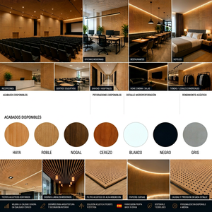 Paneles Acústicos de MDF Microperforados de 1.50 y 4 mm con Acabado de Chapa, NRC 0.9 para Paredes y Techos, Hechos en España - Product Image 1