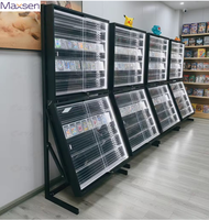 Maxsen Nouveau présentoir autoportant à grande capacité, double face, éclairé par LED, pré-assemblé, à 1 étagère, en métal/bois/verre, TCG Sport