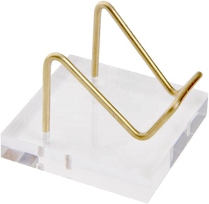 50mm Acryl Basis Metall Arm Kristall Mineral Probe Roh stein Regal Agatel Fossil Display Stand halter mit Kupfer halterung - Product Image 4