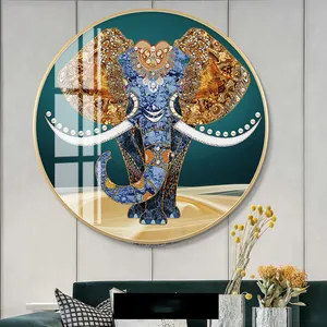 Современные животные со слоном 5d, настенные картины, домашний декор, роскошные круглые картины из хрустального фарфора