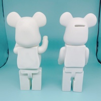 Ours en résine blanche créatif à faire soi-même, style dessin animé mignon peint à la main, avec tirelire, 27cm/35cm/50cm