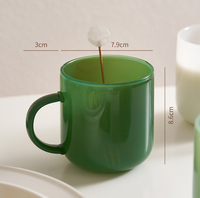 Tasse à café en verre borosilicate soufflé à la main, bicolore, assortie, tasse à thé, tasse en verre opaque de couleur jade