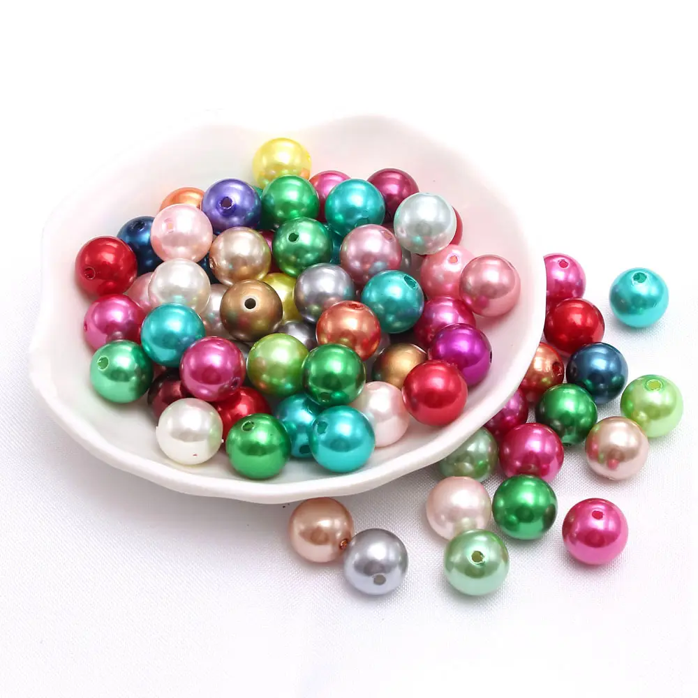 Bunte Perlen DIY Craft Halsketten Armbänder Schmuck Herstellung 6-30mm Runde Kunststoff Faux Pearl Perlen