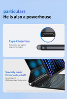 Clavier sans fil détachable avec rétroéclairage RVB, pavé tactile, interface USB Type-C, design ultra-fin, Plug & Play pour iPad