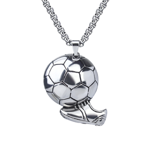 Personalizado 2026 ventiladores como soporte <span class=keywords><strong>Gif</strong></span> Popular fundido de acero inoxidable fútbol PVD plateado 18K Gpld colgante cuello; ACE - Product Image 3