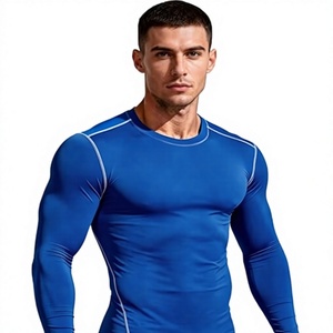 Men's Slim Fit Compression Long Sleeve Performance Shirt Premium Quick Dry Eco-Friendly Spandex/Polyester Base <b>Layer</b> <b>Top</b> - Product Image 1