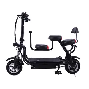 Bicicleta eléctrica con batería de litio para adultos y niños, carrito con tres asientos de 12 pulgadas, venta al por mayor de fábrica