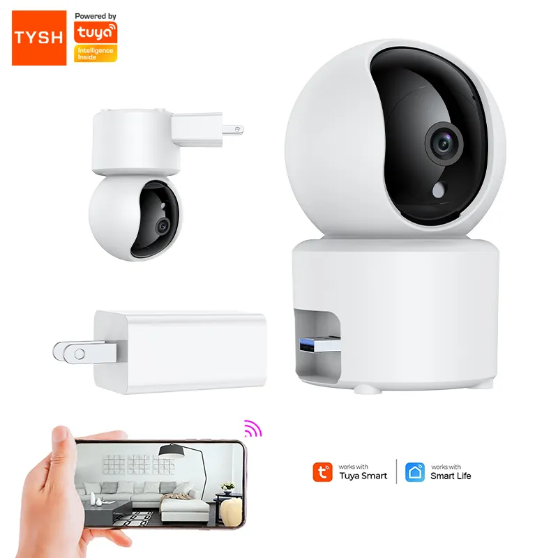 Tysh Wandmontage Surveillance Ip Smart Camera Tuya Wifi Cctv Mini Ptz Home Security Camera Plug & Usb Kabel Power supply