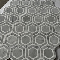 Prix de gros Mosaïque hexagonale aspect marbre de luxe pour intérieur, mosaïque murale en pierre pour extérieur, salle de bain, hôtel, salle à manger