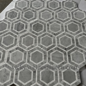 Prix de gros Mosaïque hexagonale aspect marbre de luxe pour intérieur, mosaïque murale en pierre pour extérieur, salle de bain, hôtel, salle à manger - Product Image 4