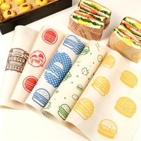 Papier d'emballage alimentaire personnalisé avec logo, résistant à la graisse, pour hamburgers, frites et restauration rapide