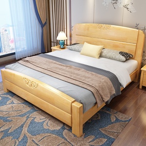 Ensemble de lits en bois massif classique chinois 2021 pour chambres à coucher, lit double pour adultes, cadre en bois avec rangement - Product Image 5