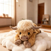 Peluche de vache des Highlands moelleuse et lestée, compatible micro-ondes, jouet apaisant rempli de céréales pour le soulagement du stress