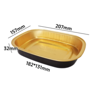 Caja Rectangular Negra Dorada de Aluminio para Alimentos, Desechable, Ecológica
