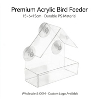 Mangeoire à oiseaux rectangulaire en acrylique avec fenêtre transparente et ventouses pour une utilisation en extérieur dans le jardin