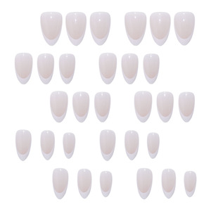 Faux ongles à porter transparents effet glace, couleur nude, forme amande courte moyenne, pour maquillage naturel, polyvalents pour le bureau, amovibles, produit fini - Product Image 4