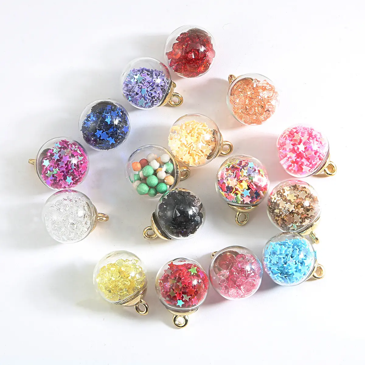 15mm Hollow Crystal Beads DIY Jewelry Accessories Colorful Star Sequins Transparent Hollow Glass Bead Pendant For Jewelry Making