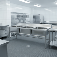 Table de travail de cuisine JINGDU personnalisée en acier inoxydable 304/201 avec évier brossé et lavabo pour hôtels et restaurants