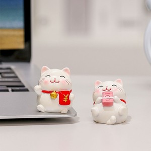 Lindo set de figuras de resina de gato de la suerte para decoración de escritorio, regalo de Año Nuevo Chino con Feng Shui - Product Image 4