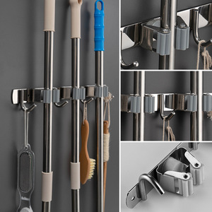 Hộ gia đình phẳng phòng tắm tổ chức treo tường thép không gỉ dính 4 Lau Chổi chủ - Product Image 2