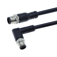 Connecteur blindé étanche moulé noir M12 avec broche personnalisée pour application de liaison de signal