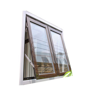 Ventana colgada doble de alta calidad personalizada en metros tipos de ventana de toldo de aluminio con vidrio doble