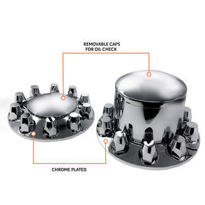 Ensemble de 6 enjoliveurs de roue ABS chromés pour semi-remorque, 60 pièces, écrous de roue de 33 mm, rond, pour essieu avant et arrière - Product Image 2