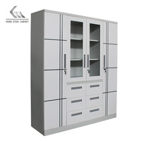 Armoire de rangement en tissu imprimée personnalisée à 4 portes en acier métal simple design moderne armoire de placard meubles de chambre à coucher armoire avec miroir