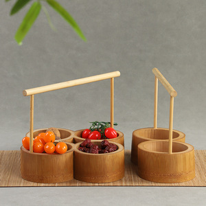 <b>Bamboo</b> Handheld Snack Basket Round Food <b>Container</b> For Fruits And Nuts Living Room Desktop Use - Product Image 2