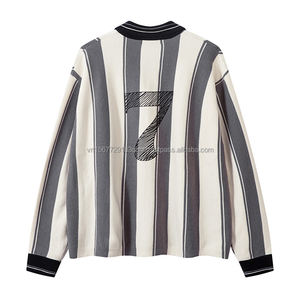 Jersey de Fútbol de Manga Larga con Rayas Verticales, Cuello Redondo, Estilo Casual para Hombre, Nylon/Algodón, Otoño, a la Moda - Product Image 5