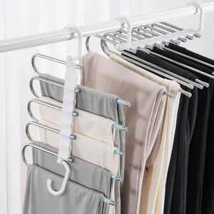 Hot Selling 5 Tube Vouwbroek Organiseren Rack Multifunctionele Broek Rek Opberghanger Ruimtebesparend Hanger Jeans Rack