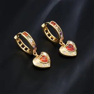 Trendy Designer Earrings Drop Dangle Designer Heart Hoop Earrings Luxury Zircon Jewelry For Girls