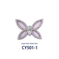 Applique papillon en strass tendance pour la décoration de chaussures et vêtements pour femmes, pièces de chaussures CY501-1 46x34mm