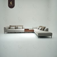 Canapé d'angle en tissu de luxe Chesterfield Elefante, design moderne, modulaire, 3 places, villa, maison