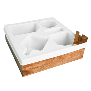 Bandeja de soporte de taza de sofá de silicona de bambú para aperitivos con soporte de teléfono giratorio Oficina - Product Image 3