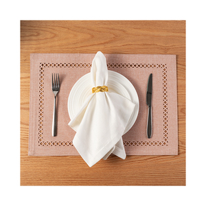 Polyester Cotton Print Solid Trim <strong>Set</strong> <strong>of</strong> 4 <strong>6</strong> Rectangle Round Washable <strong>Placemats</strong> Place Mats for Party Family Gathering - Product Image 1