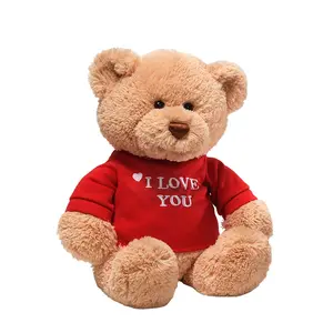 2024 도매 사용자 정의 테디 베어 로고 브랜드 의류 도매 다크 브라운 테디 봉제 곰 장난감 아이 선물