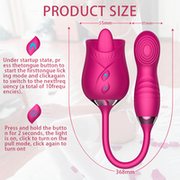 Chargeur USB 2 en 1, vibromasseur en silicone en forme de rose rouge, vibromasseur qui se déplace de haut en bas, vibromasseur en forme de rose