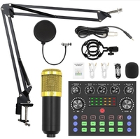Juego de micrófono de condensador BM800, soporte voladizo, grabación de teléfono móvil, tarjeta de sonido K Song V8, micrófono de plástico con cable en vivo