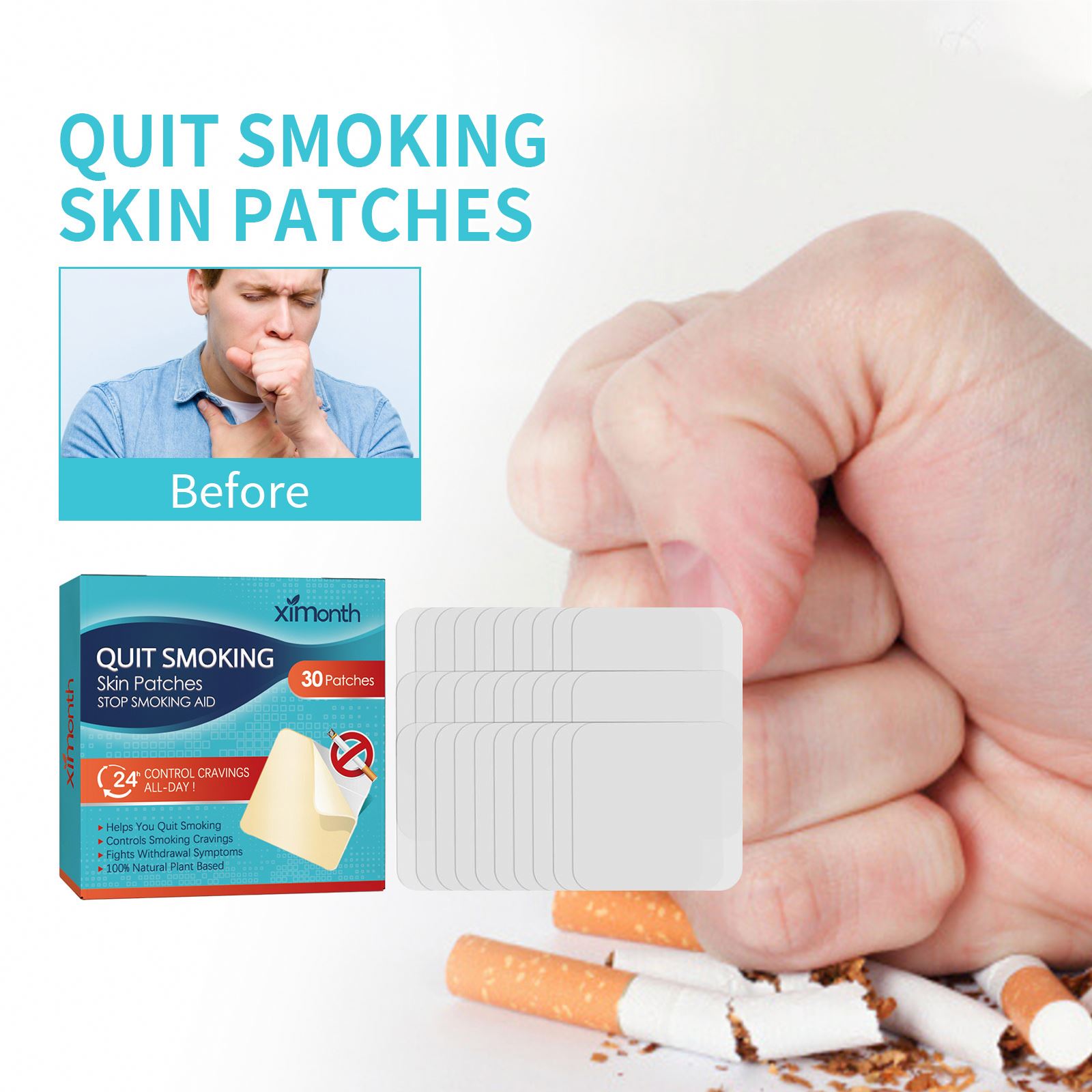 patches cigarette smoking 7mg Step 3 Quit - 30 Count | Fast-Acting Aid to Stop Smoking Over 24 Hours Smoking Cigarette Embroidered Patch