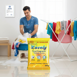 <span class=keywords><strong>Lessive</strong></span> en poudre 200g x 50 pièces/paquet – Vente en gros – Détergent à haute mousse pour le linge – Savon en poudre pour le linge – Détergente Para Ropa - Product Image 3