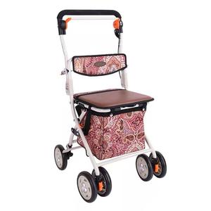 Caddie de courses pliable et portable pour personnes âgées, 4 roues, avec siège, pour les courses - Product Image 4