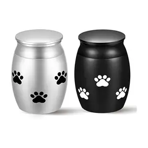 Urna conmemorativa de acero inoxidable para mascotas, suministros de animales con estampado de Mini pata, recuerdo de urna de cremación para perros y gatos