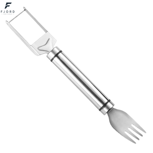 <span class=keywords><strong>Coupe</strong></span>-pastèque manuel 2-en-1 en acier inoxydable Creative Kitchen avec fourchette, antiadhésif, réutilisable, logo personnalisé - 1 pièce pour fruits et melons - Product Image 1