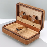 Humidor de Voyage Personnalisé en Bois et Cuir PU pour Cigares